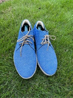 Men's Blue Woven Lace-Up Slip-On Loafers